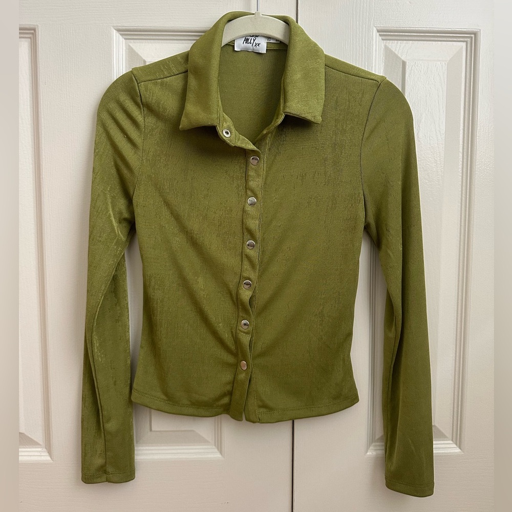 Princess Polly Elody Green Long Sleeve Top